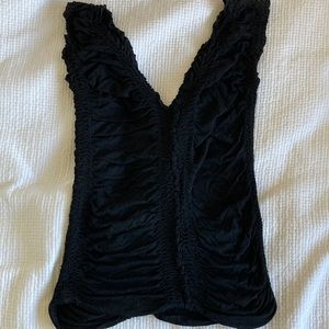 Black spandex Lycra stretch ruched top pre-owned size S